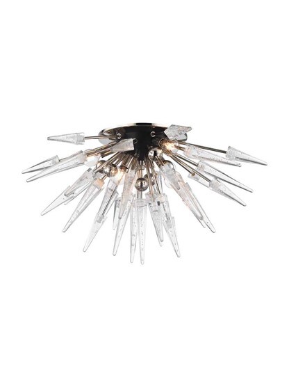 Sparta Flush-Mount Ceiling Light in Polished Nickel.